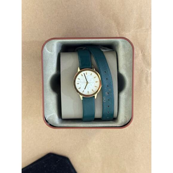 Tory Burch TBW2003 Women's Gigi Valley Forge Green Leather Wrap Strap Watch 28mm - Picture 1 of 5